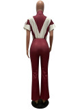 Contrast Color Patchwork Sport Two Piece Pants Set CM-8736