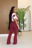 Contrast Color Patchwork Sport Two Piece Pants Set CM-8736