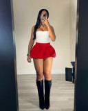 Solid Color Mini Pleated Bubble Skirt QXLB-10100