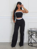 Sexy Wrap Chests Tops And Wide Leg Pants 2 Piece Set SFY-662