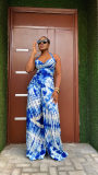 Tie Dye Print Halterneck Two Piece Pants Set GFDY-1322