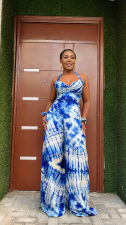 Tie Dye Print Halterneck Two Piece Pants Set GFDY-1322