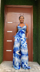 Tie Dye Print Halterneck Two Piece Pants Set GFDY-1322