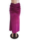 Drawstring Velour Half-body Skirt WSM-5375