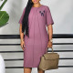 Plus Size Solid Color Loose Midi Dress GATE-D572