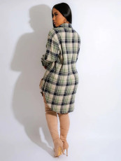 Plaid Print Long Sleeve Casual Shirt Dress BS-1388