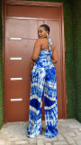 Tie Dye Print Halterneck Two Piece Pants Set GFDY-1322