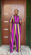 Stripe Print Short Sleeve Loose Two Piece Pants Set GFDY-1321