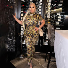Short Sleeve Print Backless Jumpsuit XEF-K24Q61582