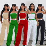 Sexy Wrap Chests Tops And Wide Leg Pants 2 Piece Set SFY-662