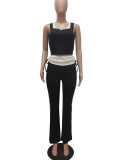 Patchwork Color Block Tank Tops Pants Suit CM-9520