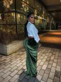 Drawstring Velour Half-body Skirt WSM-5375