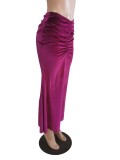 Drawstring Velour Half-body Skirt WSM-5375