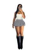 Solid Color Mini Pleated Bubble Skirt QXLB-10100