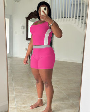 Sleeveless Patchwork Two Piece Shorts Set YD-8823