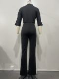 Short Sleeve Color Block Patchwork Jumpsuit OLYF-6174