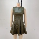 Fashion PU Leahter Sleeveless Mini Dress GPBY-915