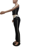 Patchwork Color Block Tank Tops Pants Suit CM-9520