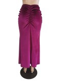 Drawstring Velour Half-body Skirt WSM-5375