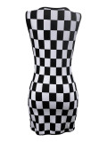 Sleeveless Plaid Knits Mini Dress SkQY-5225