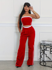 Sexy Wrap Chests Tops And Wide Leg Pants 2 Piece Set SFY-662