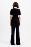 Short Sleeve Single-breasted Wide Leg Jumpsuit OSM-4475