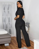 Patchwork Large Button Short Sleeve Sport Jumpsuit OSM-4472
