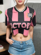V Neck Short Sleeve T Shirt GFCF-1347
