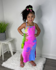 Kids Girl Tie Dye Print Knits Sling Dress GYAY-8114