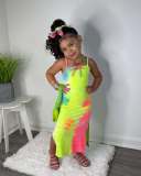 Kids Girl Tie Dye Print Knits Sling Dress GYAY-8114