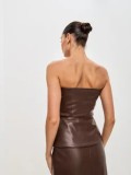 Sexy Single-breasted PU Leather Tank Tops GPBY-17143