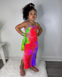 Kids Girl Tie Dye Print Knits Sling Dress GYAY-8114