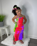 Kids Girl Tie Dye Print Knits Sling Dress GYAY-8114