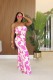 Plus Size Print Hollow Out Tube Tops Wide Leg Jumpsuit NY-11018