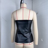 Sexy Single-breasted PU Leather Tank Tops GPBY-17143