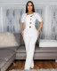 Patchwork Large Button Short Sleeve Sport Jumpsuit OSM-4472