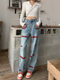 Letter Embroidered Straight Leg Jeans GZCF-AL695163768957