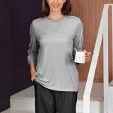 Solid Color Long Sleeve Loose Tops GYZY-6668
