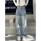 Letter Embroidered Straight Leg Jeans GZCF-AL695163768957