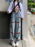 Letter Embroidered Straight Leg Jeans GZCF-AL695163768957