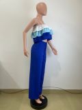 Sexy Wrap Chest Ruffles Sling Tops Pants Suit QODY-6056