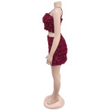 Sexy Solid Color Sling Top And Skirt 2 Piece Set BY-7240