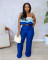 Sexy Wrap Chest Ruffles Sling Tops Pants Suit QODY-6056