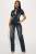 Fashion Denim Single-breasted Short Sleeve Jumpsuit BLX-6994
