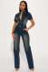 Fashion Denim Single-breasted Short Sleeve Jumpsuit BLX-6994
