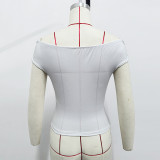 One Shoulder Pleated Solid Color Tops GZJF-ZJ2598