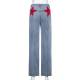 Fashion Patchwork Loose Micro Flare Jeans GZCF-6002