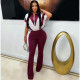 Lapel Zipper Patchwork Micro Flare Jumpsuit TE-4734