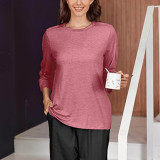 Solid Color Long Sleeve Loose Tops GYZY-6668