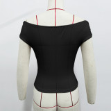 One Shoulder Pleated Solid Color Tops GZJF-ZJ2598